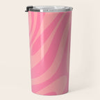 Retro Abstract Wavy Loops Pattern in Pretty Pink Travel Mug Gallery Image 3