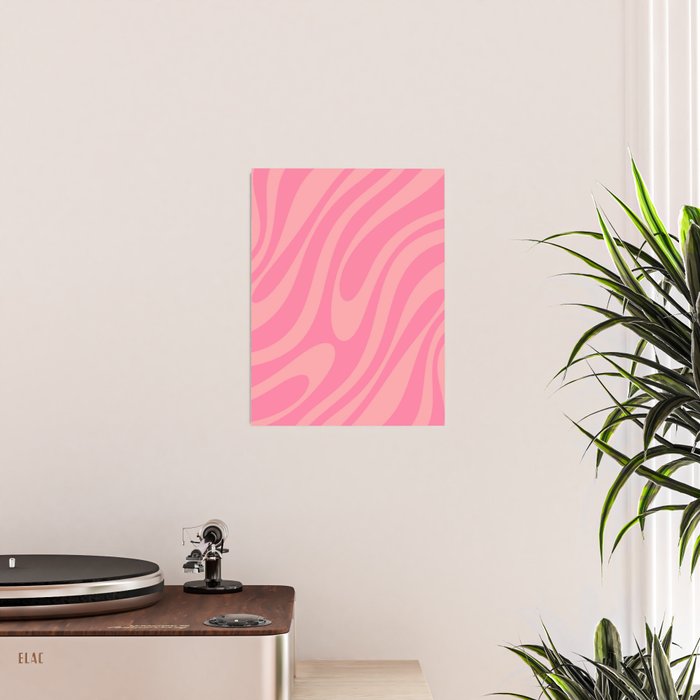 Retro Abstract Wavy Loops Pattern in Pretty Pink Poster Gallery Image 2