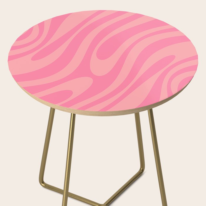 Retro Abstract Wavy Loops Pattern in Pretty Pink Side Table Gallery Image 2