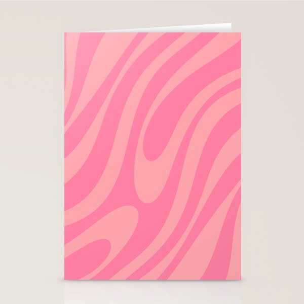 Retro Abstract Wavy Loops Pattern in Pretty Pink Stationery Card Gallery Image 1