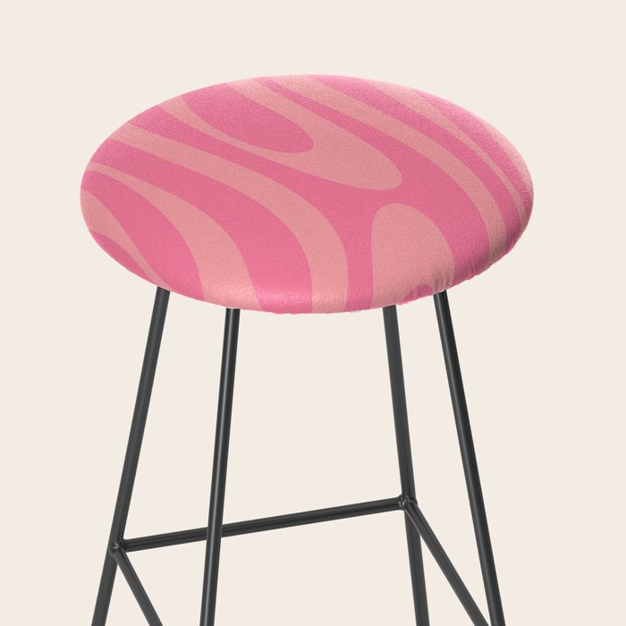 Retro Abstract Wavy Loops Pattern in Pretty Pink Stool Gallery Image 2