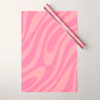 Retro Abstract Wavy Loops Pattern in Pretty Pink Wrapping Paper Gallery Image 1