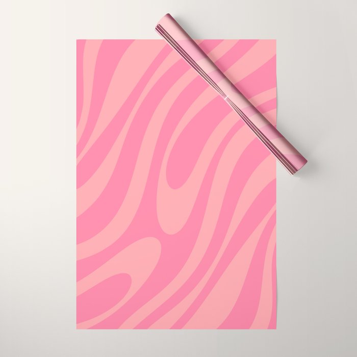 Retro Abstract Wavy Loops Pattern in Pretty Pink Wrapping Paper Gallery Image 1