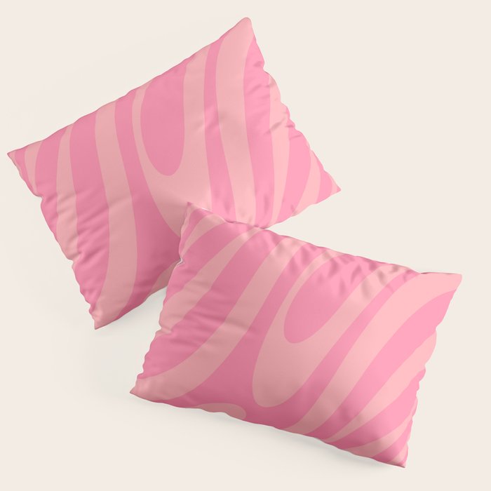 Retro Abstract Wavy Loops Pattern in Pretty Pink Pillow Sham Gallery Image 1