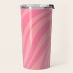 Retro Abstract Wavy Loops Pattern in Pretty Pink Travel Mug Gallery Image 2