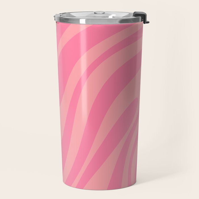 Retro Abstract Wavy Loops Pattern in Pretty Pink Travel Mug Gallery Image 2