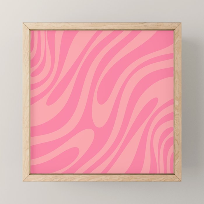Retro Abstract Wavy Loops Pattern in Pretty Pink Mini Art Print Gallery Image 1