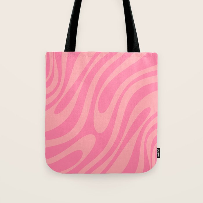 Retro Abstract Wavy Loops Pattern in Pretty Pink Tote Bag Gallery Image 1