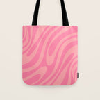 Retro Abstract Wavy Loops Pattern in Pretty Pink Tote Bag Gallery Image 1