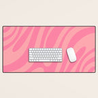 Retro Abstract Wavy Loops Pattern in Pretty Pink Desk Mat Gallery Image 1