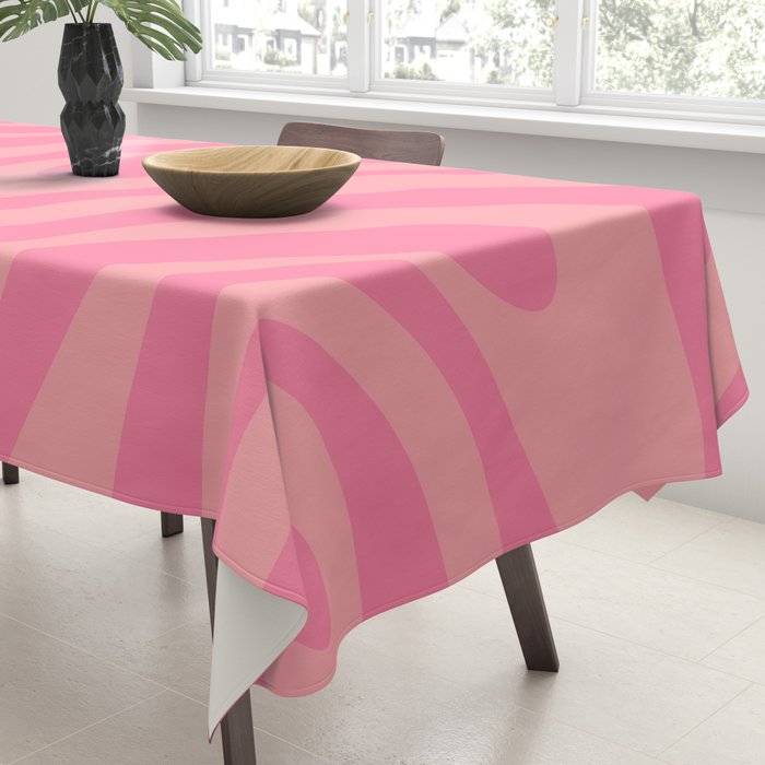 Retro Abstract Wavy Loops Pattern in Pretty Pink Tablecloth Gallery Image 3