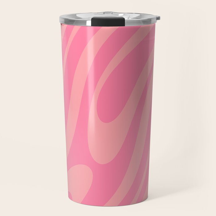 Retro Abstract Wavy Loops Pattern in Pretty Pink Travel Mug Gallery Image 1