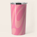 Retro Abstract Wavy Loops Pattern in Pretty Pink Travel Mug Gallery Image 1