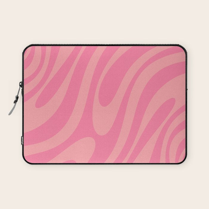 Retro Abstract Wavy Loops Pattern in Pretty Pink Laptop Sleeve Gallery Image 1