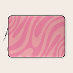 Retro Abstract Wavy Loops Pattern in Pretty Pink Laptop Sleeve Gallery Image 1