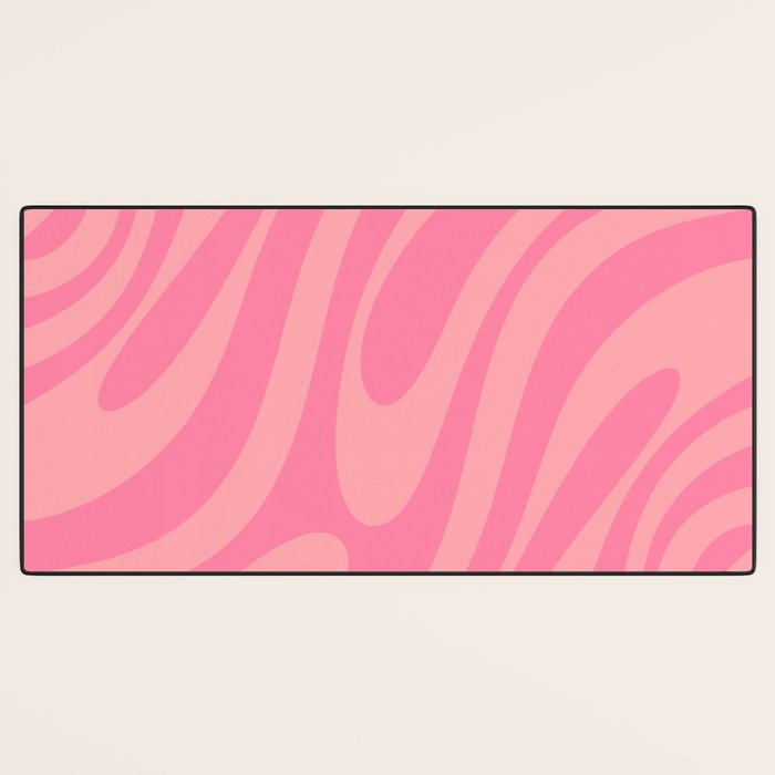 Retro Abstract Wavy Loops Pattern in Pretty Pink Desk Mat Gallery Image 3
