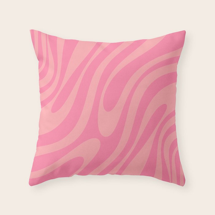 Retro Abstract Wavy Loops Pattern in Pretty Pink Throw Pillow Gallery Image 6