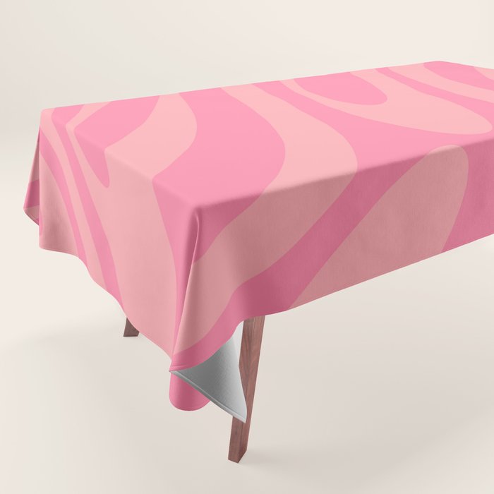 Retro Abstract Wavy Loops Pattern in Pretty Pink Tablecloth Gallery Image 1