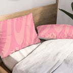 Retro Abstract Wavy Loops Pattern in Pretty Pink Pillow Sham Gallery Image 2