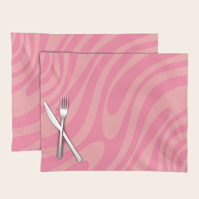 Retro Abstract Wavy Loops Pattern in Pretty Pink Placemat Gallery Image 1