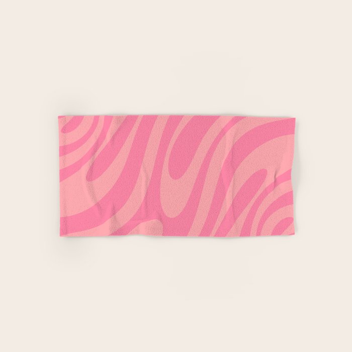 Retro Abstract Wavy Loops Pattern in Pretty Pink Bath Towel Gallery Image 1