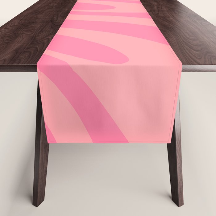 Retro Abstract Wavy Loops Pattern in Pretty Pink Table Runner Gallery Image 1