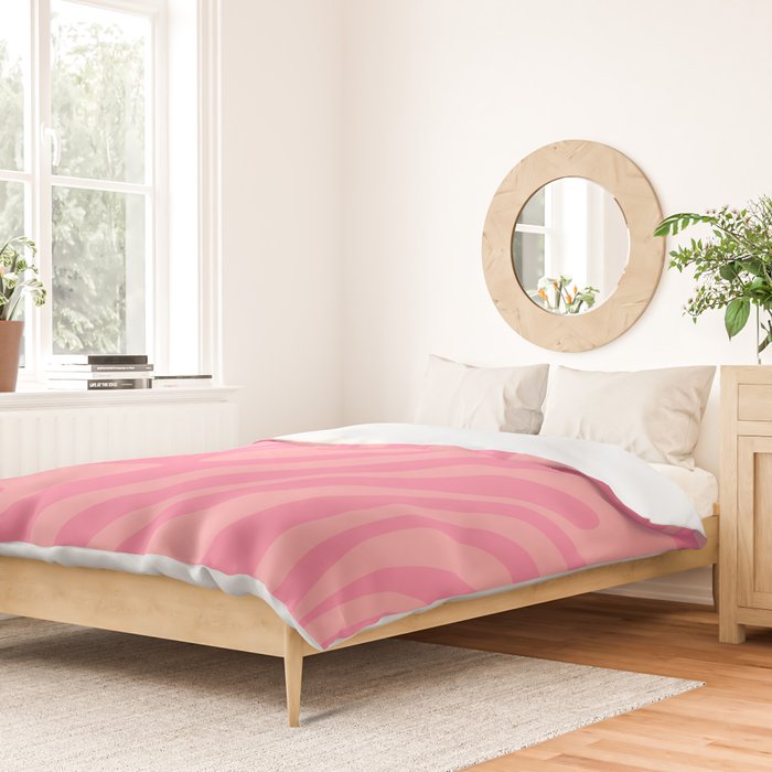 Retro Abstract Wavy Loops Pattern in Pretty Pink Duvet Cover Gallery Image 2
