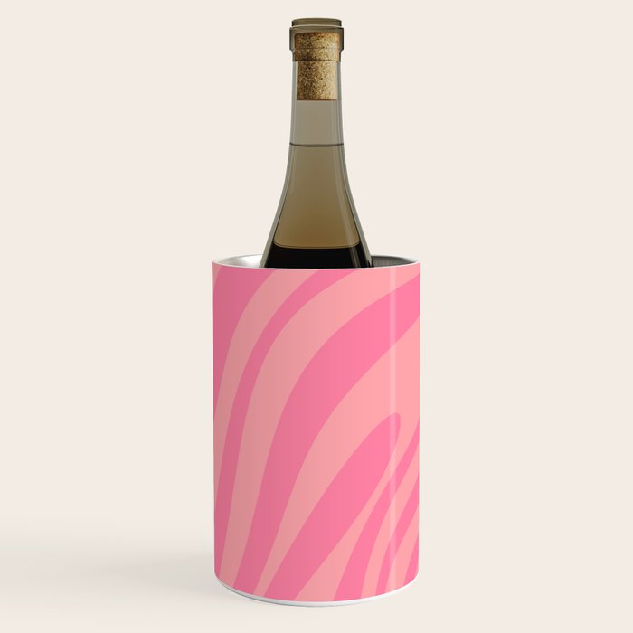 Retro Abstract Wavy Loops Pattern in Pretty Pink Wine Chiller Gallery Image 3