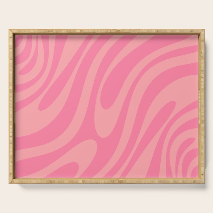 Retro Abstract Wavy Loops Pattern in Pretty Pink Serving Tray Gallery Image 1