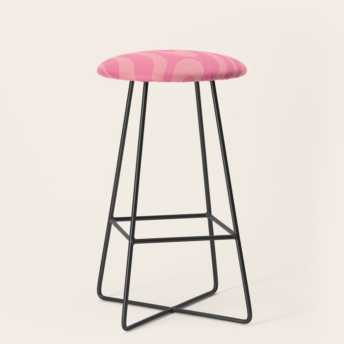 Retro Abstract Wavy Loops Pattern in Pretty Pink Stool Gallery Image 1