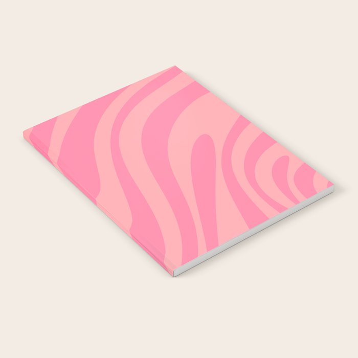 Retro Abstract Wavy Loops Pattern in Pretty Pink Notebook Gallery Image 1