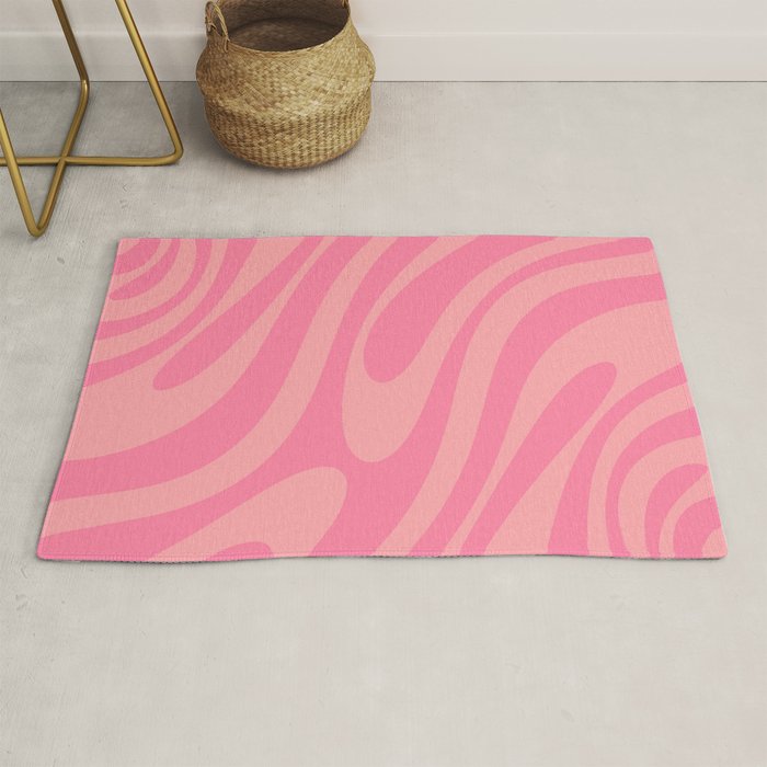 Retro Abstract Wavy Loops Pattern in Pretty Pink Rug Gallery Image 1