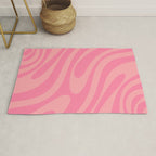 Retro Abstract Wavy Loops Pattern in Pretty Pink Rug Gallery Image 1