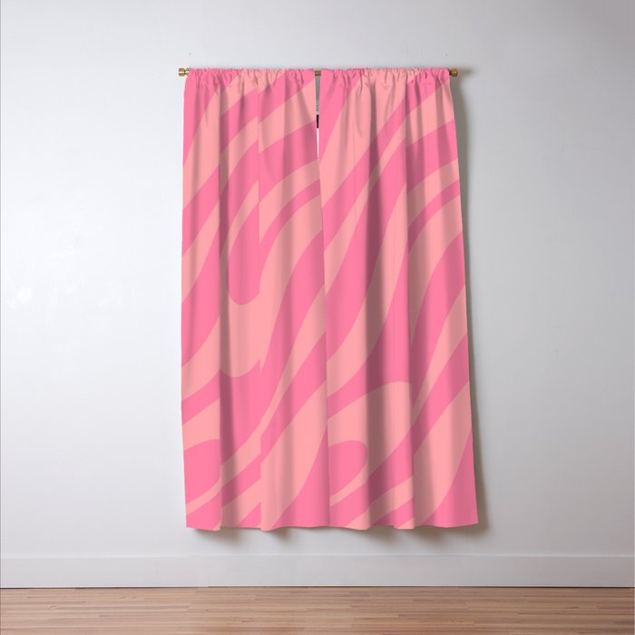 Retro Abstract Wavy Loops Pattern in Pretty Pink Window Curtain Gallery Image 3