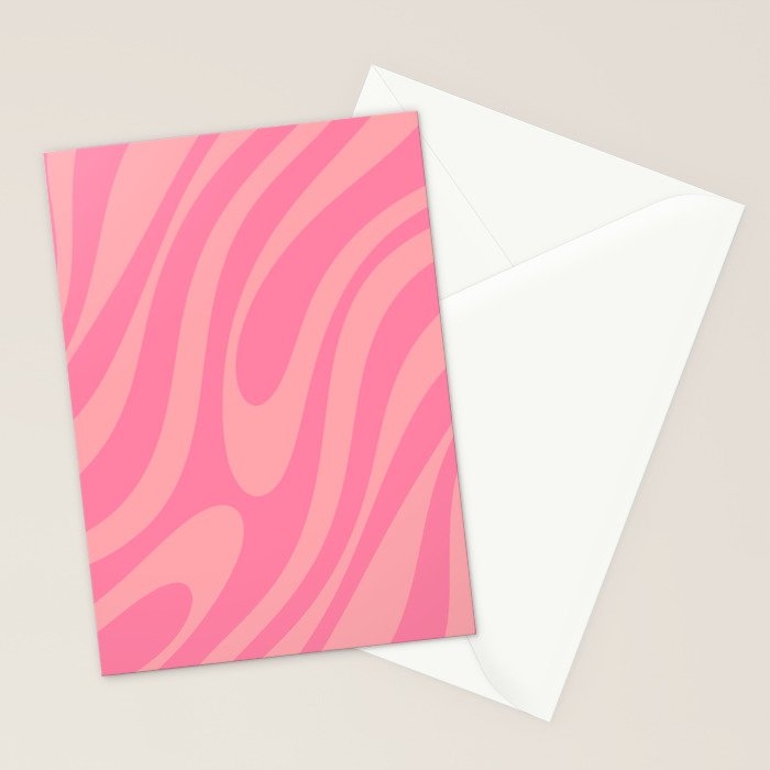 Retro Abstract Wavy Loops Pattern in Pretty Pink Stationery Card Gallery Image 2