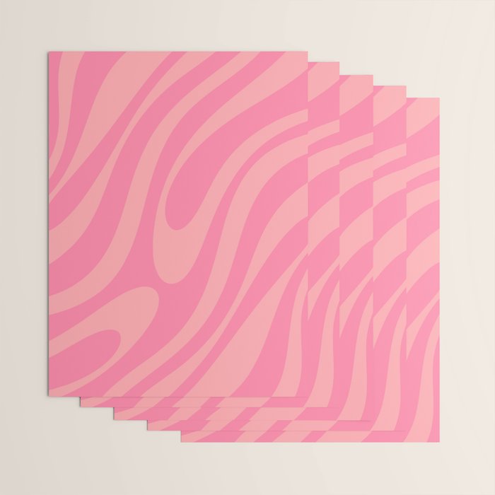 Retro Abstract Wavy Loops Pattern in Pretty Pink Wrapping Paper Gallery Image 3