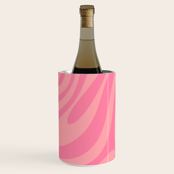 Retro Abstract Wavy Loops Pattern in Pretty Pink Wine Chiller Gallery Image 2