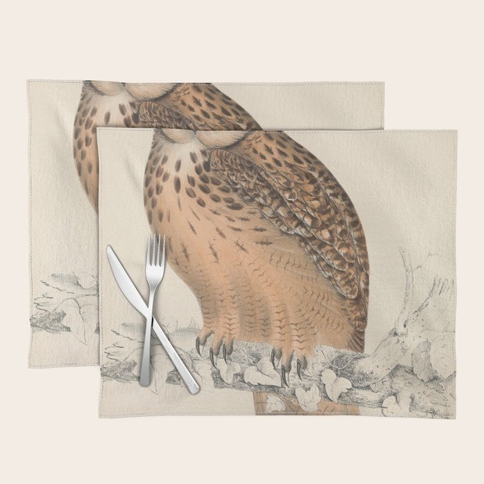 Rock eagle-owl by Elizabeth Gould from "A Century of Birds from the Himalaya Mountains," 1831 Placemat Gallery Image 1
