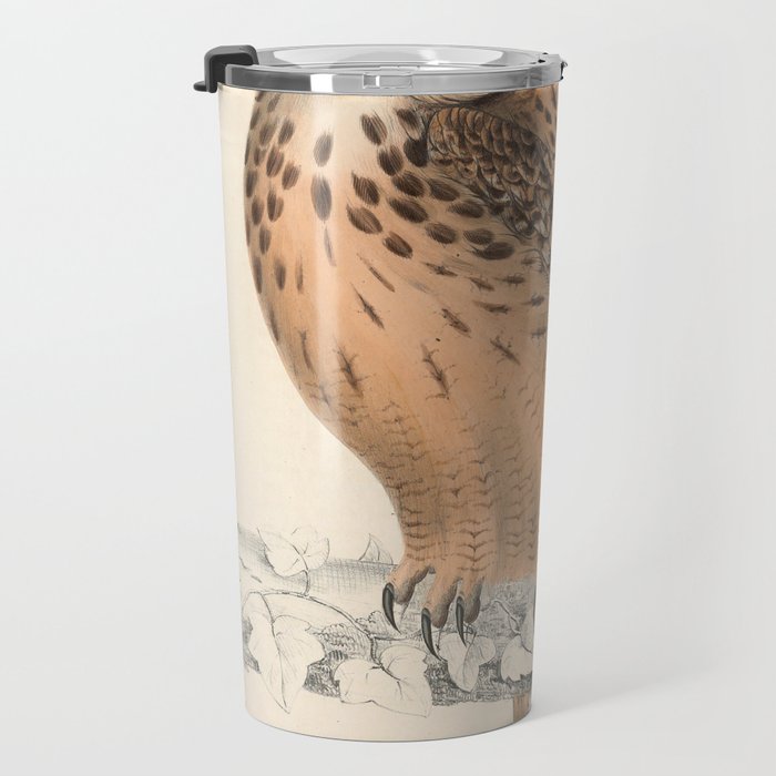 Rock eagle-owl by Elizabeth Gould from "A Century of Birds from the Himalaya Mountains," 1831 Travel Mug Gallery Image 3