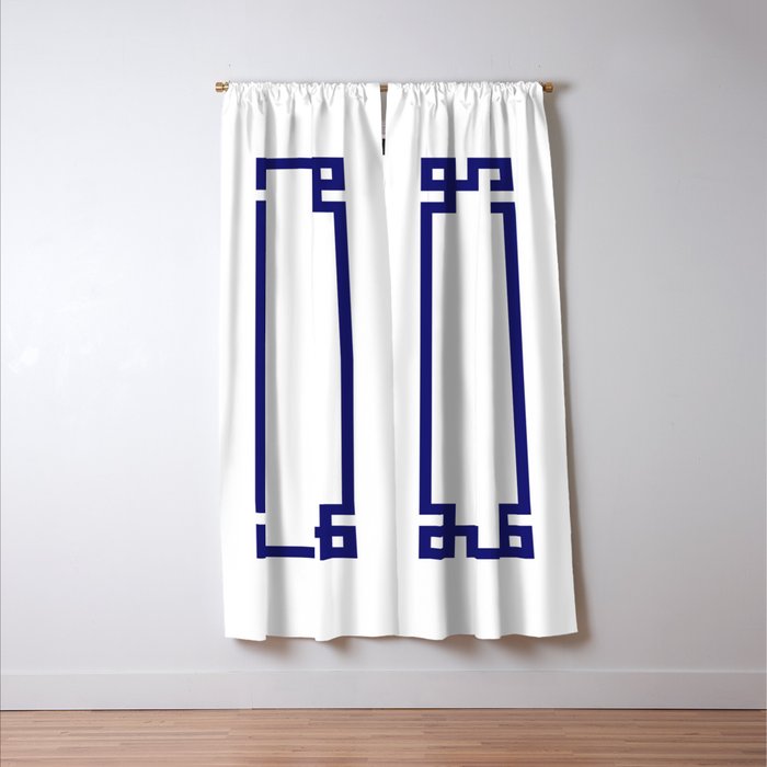 Midnight Blue Greek Key Border Window Curtain Gallery Image 3