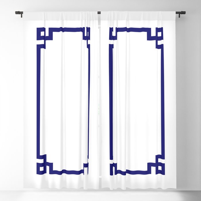 Midnight Blue Greek Key Border Window Curtain