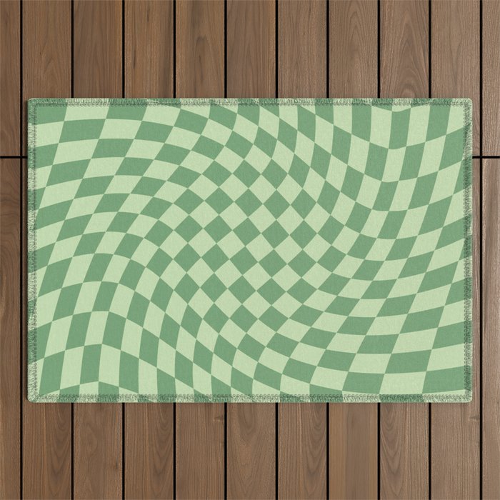 Forest Green Check Outdoor Rug Gallery Image 1