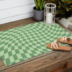 Forest Green Check Outdoor Rug Gallery Image 2