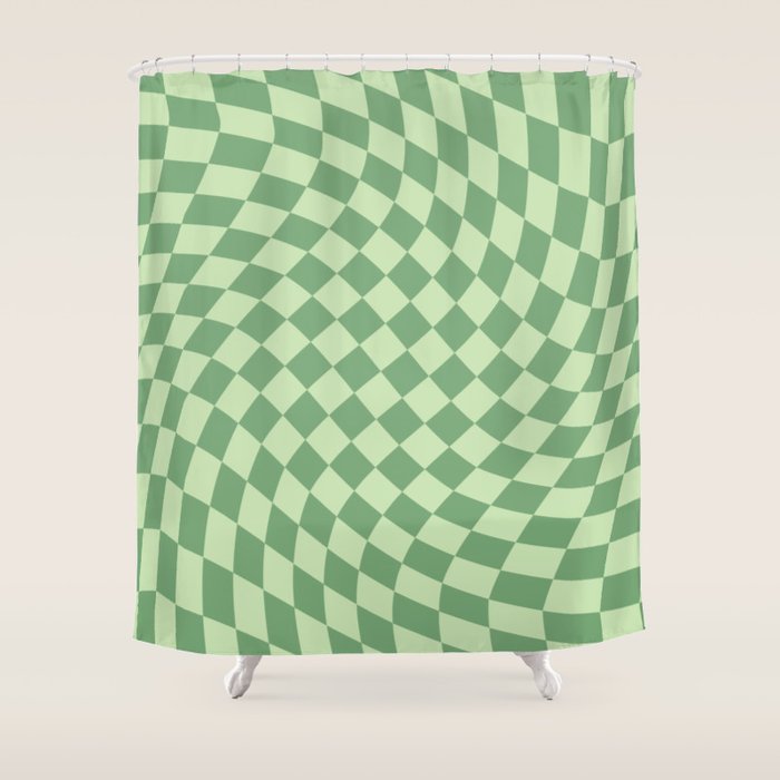 Forest Green Check Shower Curtain Gallery Image 1