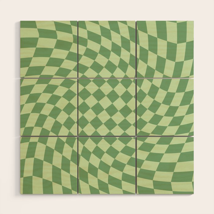 Forest Green Check Wood Wall Art Gallery Image 1