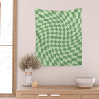 Forest Green Check Wall Tapestry Gallery Image 2