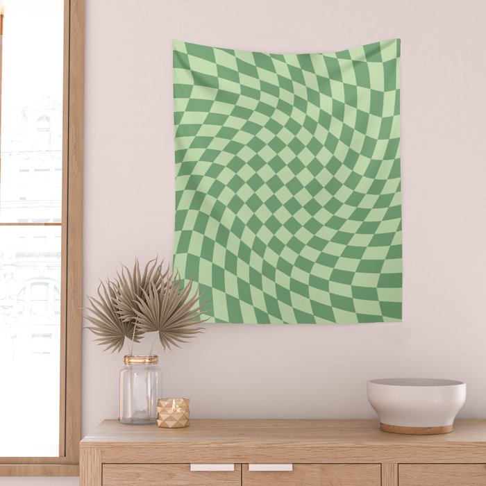 Forest Green Check Wall Tapestry Gallery Image 2