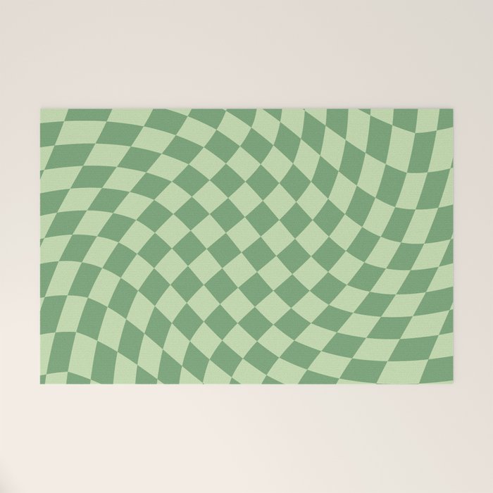 Forest Green Check Welcome Mat Gallery Image 1