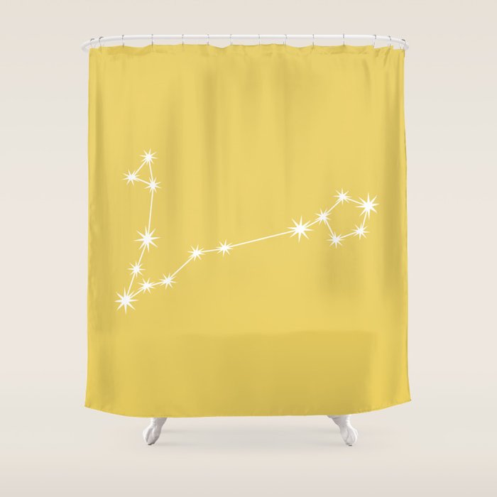 Pisces Zodiac Star Constellation Line Art Soft Yellow Shower Curtain Gallery Image 1