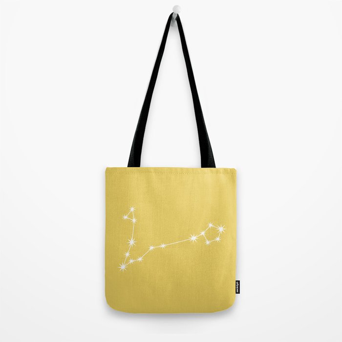 Pisces Zodiac Star Constellation Line Art Soft Yellow Tote Bag Gallery Image 2